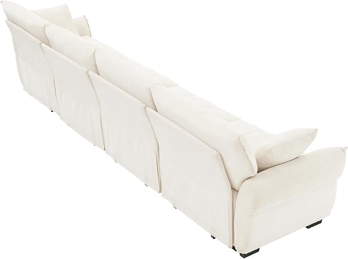 Modern Chenille Fabric 4-Seat Sofa w/ 2 Pillows, Premium Upholstery Living Room - Image 8