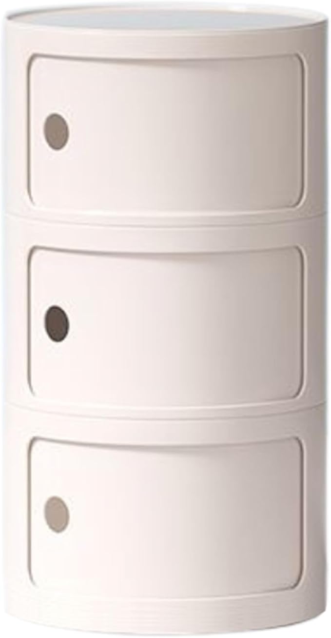 Round Nightstand with 3 Drawers, Modern Style Side Table - Image 7