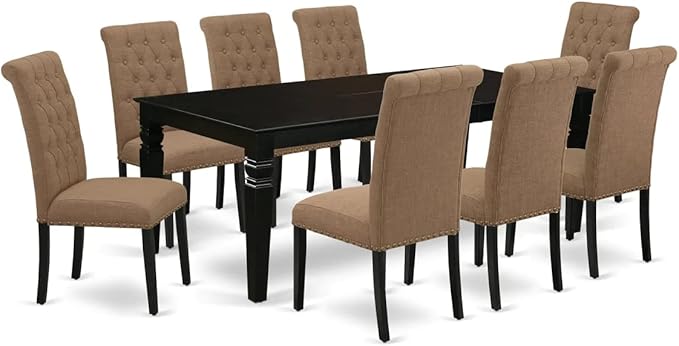 East West Furniture LGBR9-BLK-17 9 Piece Dining Room Table Set Includes a - Image 2