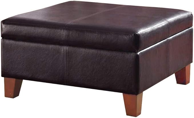 Homepop Home Decor |K2380-E155 | Luxury Large Faux Leather Square Storage by HomePop
