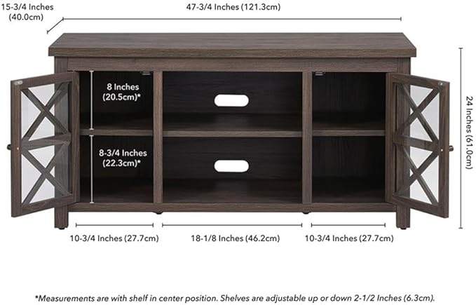 Henn&Hart Rectangular TV Stand for TV's up to 55" in Alder Brown, TV Stands for - Image 3