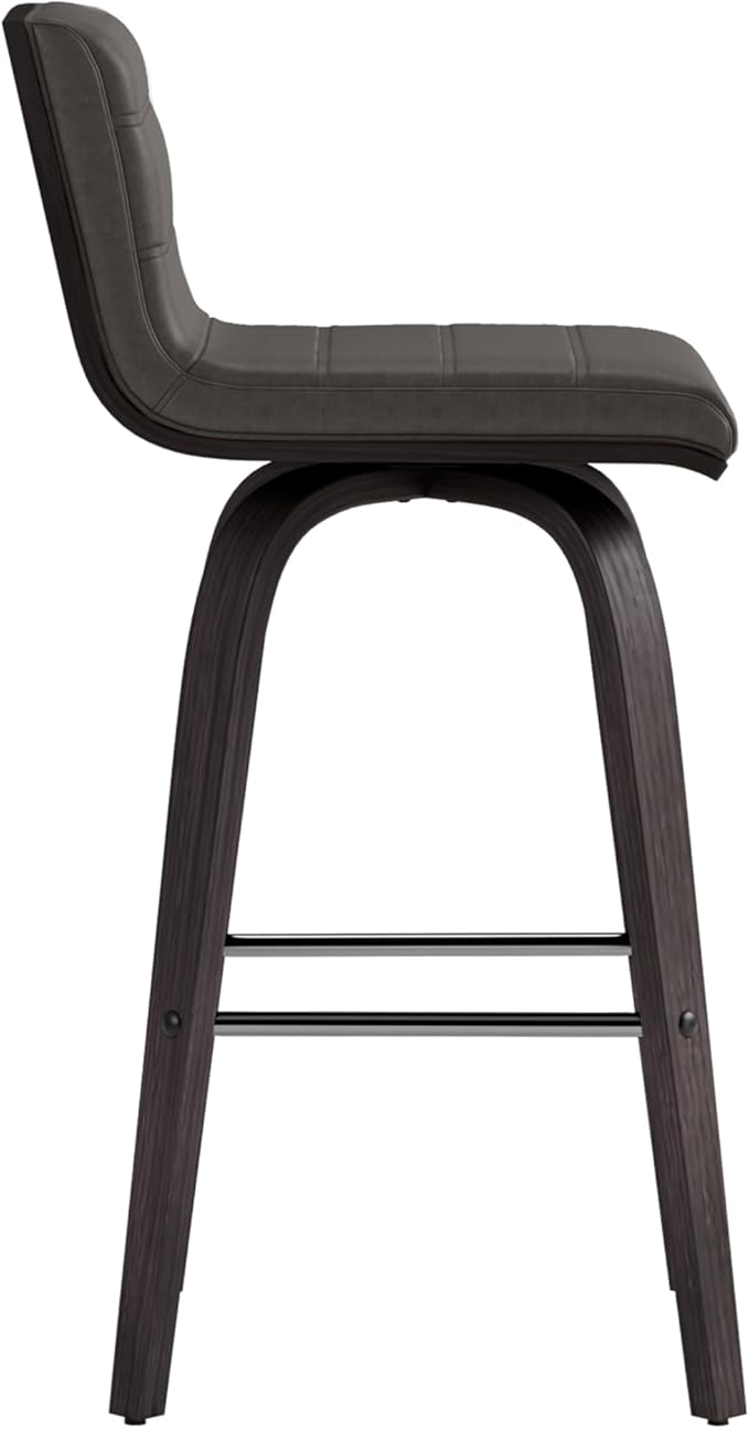 Armen Living Vienna Counter Height Barstool Brushed Wood Finish Faux Leather - Image 5