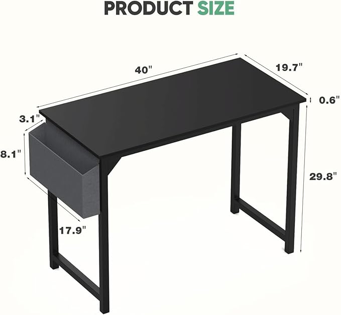 40 Inch Desk Office with Storage, Modern Simple Style Gaming Computer Table - Image 3
