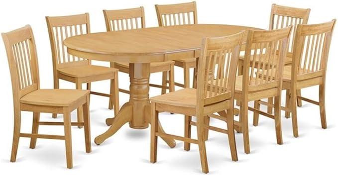 East West Furniture VANO9-OAK-W 9 Piece Kitchen Table Set Includes an Oval by EastWestFurniture