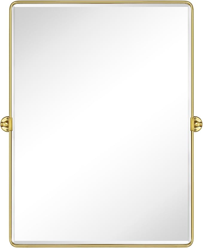 TEHOME 30x40'' Brushed Gold Pivoting Bathroom Vanity Mirror 40x30'' Brushed - Image 2