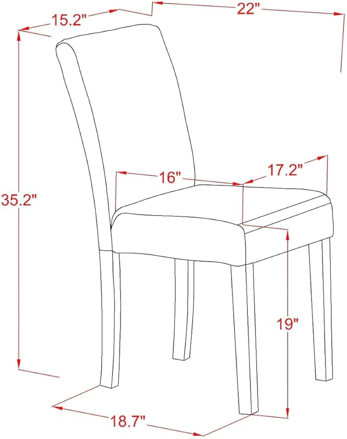 East West Furniture DUAB5-BLK-61 5 Piece Dining Table Set - Image 11