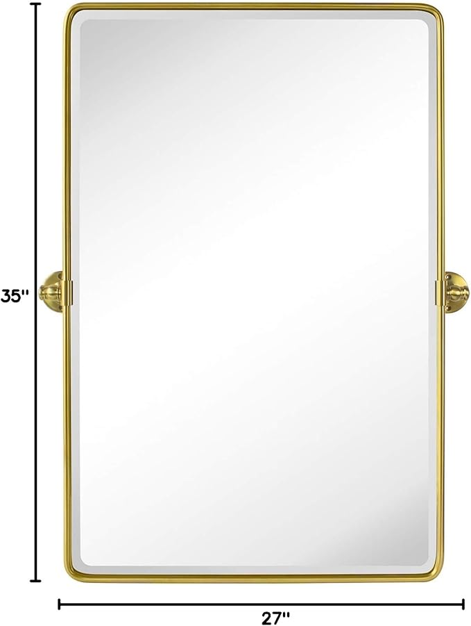 TEHOME 27 x 35'' Gold Pivot Mirror Brushed Champagne Gold Tilt Rectangle - Image 10