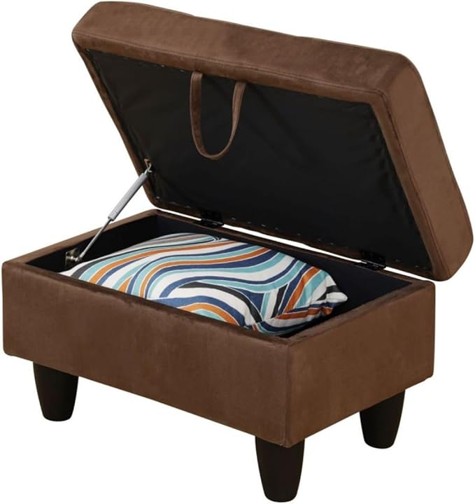 Chocolate L-Shaped 3-Piece Flannel Sofa - Image 6