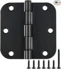 30 Pack Rounded Matte Black Door Hinges 3.5 Inch 5/8" Radius Interior 3 1/2" by TDCHINGES