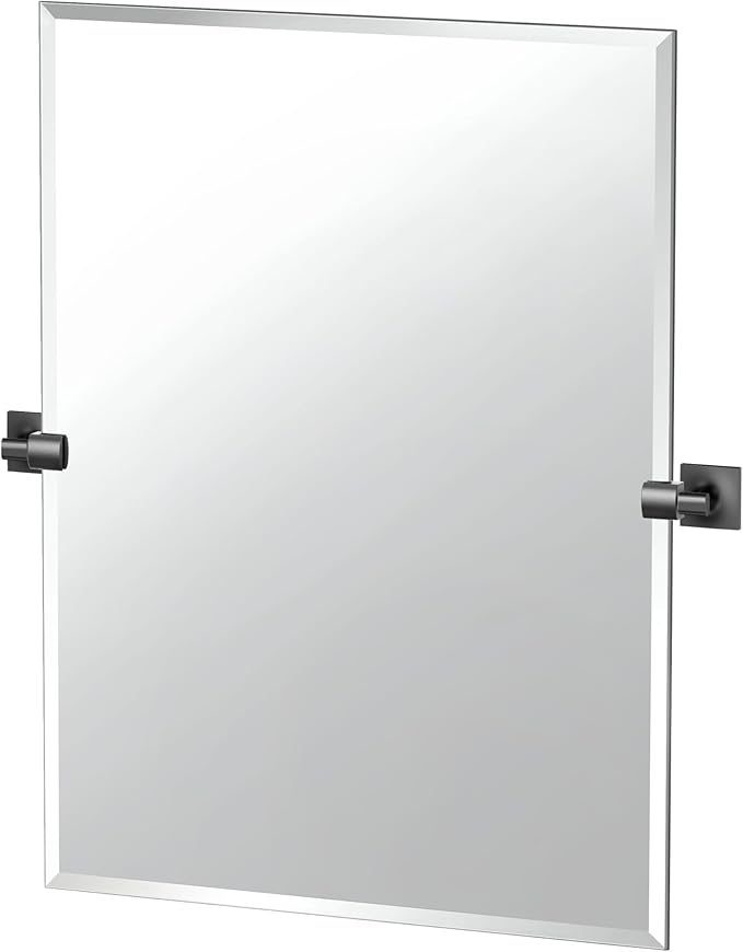 Gatco 5589MXS Waterline Frameless Rectangle Mirror, 31.5 Inch, Matte Black by Gatco