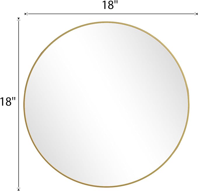 BEAUTYPEAK 18 Inch Round Mirror, Metal Frame Circle Mirror, Wall Mounted - Image 8