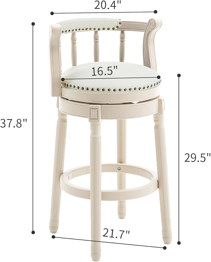 Cow top Leather Wooden Bar Stools, 360 Degree Swivel Bar Height Chair - Image 3