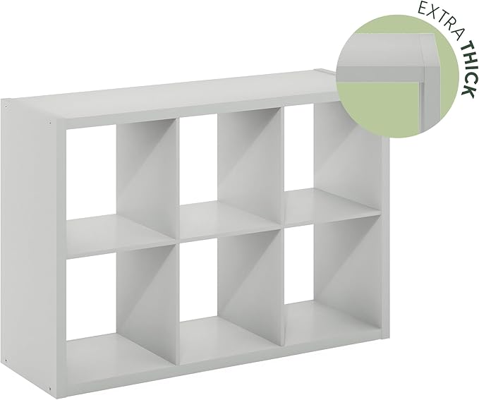 Furinno Cubicle Open Back Decorative Cube Storage Organizer, Light Grey - Image 6