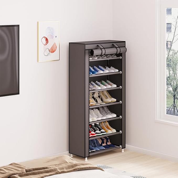 Calmootey 7 Tier Shoe Rack Organizer, Portable Shoe Shelf - Image 7
