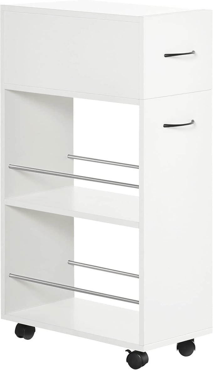 HOMCOM 3- Tier Slim Storage Cart, Rolling Narrow Kitchen Cart on Wheels by HOMCOM