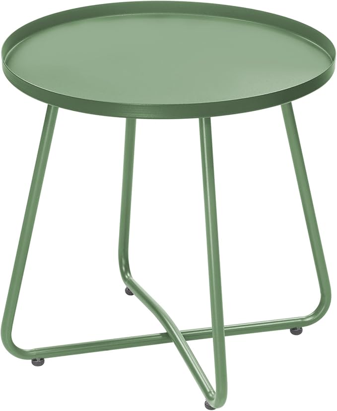 Dia.17.7ins Steel Round Coffee Table, Steel Tray Table, Side Table, Outdoor and by Outogether