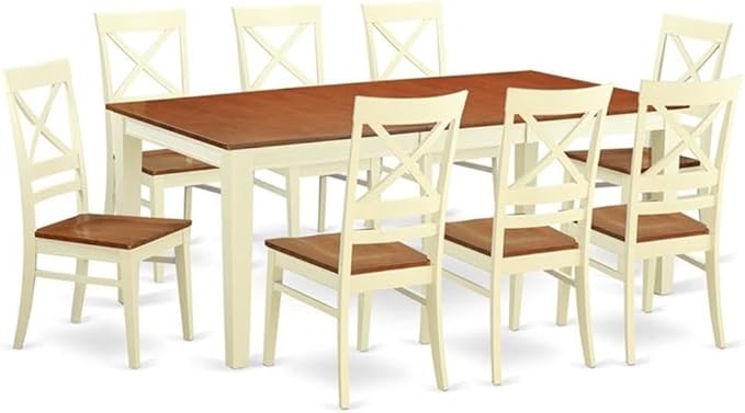 East West Furniture QUIN9-WHI-W 9 Piece Dining Table Set Includes a Rectangle by EastWestFurniture
