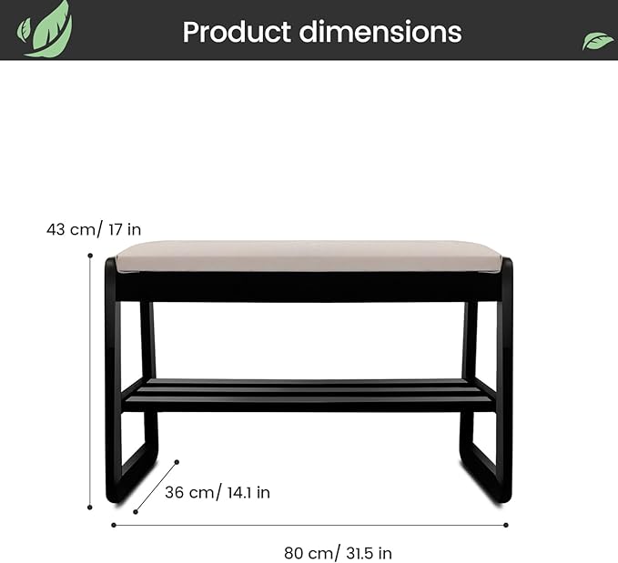 Solid Wood Shoe Rack, 2 Tier Shoe Storage Bench - Image 3