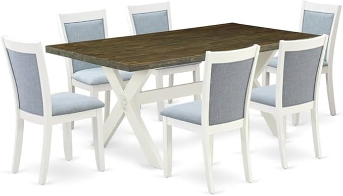 East West Furniture X077MZ015-7 7 Piece Dining Room Table Set Consist of a by EastWestFurniture