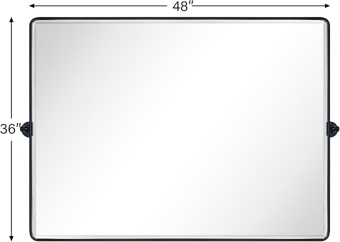 TEHOME 48x36'' Matt Black Horizontal Pivoting Bathroom Vanity Mirror Large - Image 3