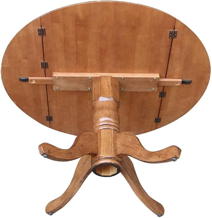 IC International Concepts 42-Inch Round Dual Drop Leaf Pedestal Dining Table - Image 10