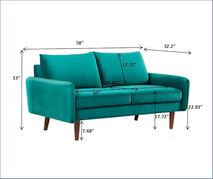 Container Furniture Direct Kent Velvet Loveseat Sofa - Image 2