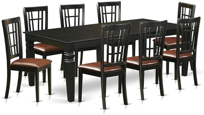 East West Furniture LGNI9-BLK-LC 9 Piece Kitchen Table & Chairs Set Includes a by EastWestFurniture