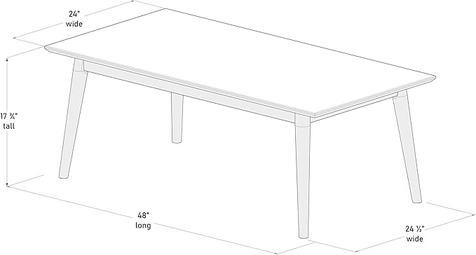Plank+Beam 48 Inch Mid Century Modern Coffee Table, Wood Coffee Tables - Image 2