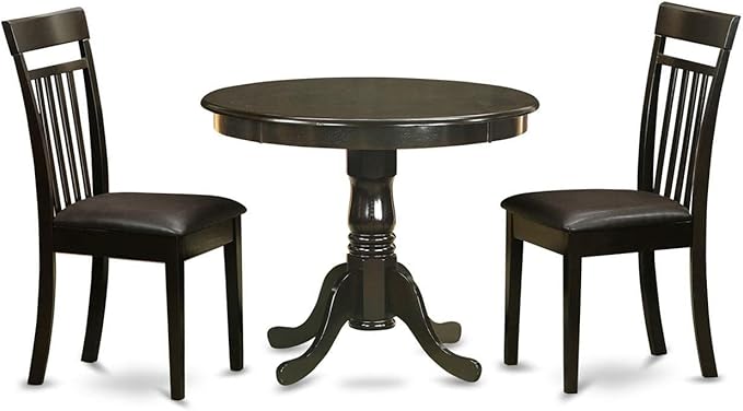 East West Furniture ANCA3-CAP-LC 3 Piece Dining Room Table Set Contains a Round by EastWestFurniture