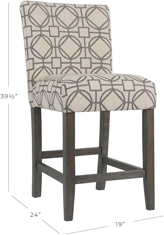 HomePop Upholstered Counter Height Barstool, Tan and Gray Lattice - Image 3
