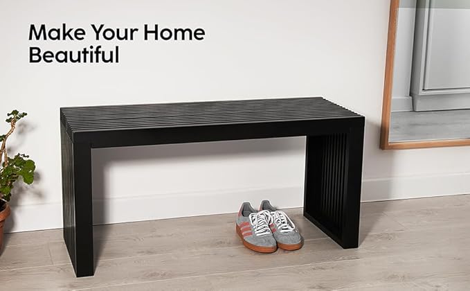 Bamboo Natural 36 inch Wooden Bench, Small Wood Benches - Image 5