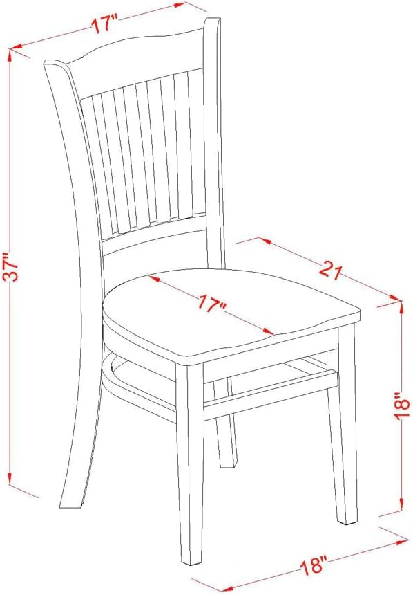 East West Furniture MZGR3-MAH-W 3 Piece Dinette Set - Image 16