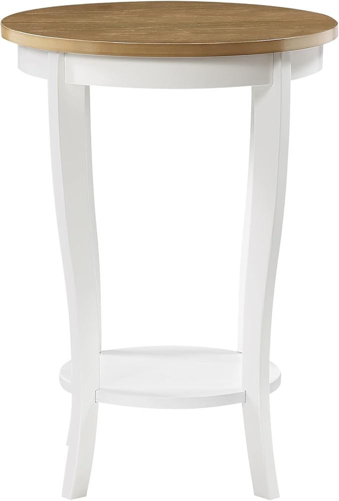 Convenience Concepts American Heritage Round End Table, Driftwood / White - Image 5