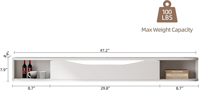 Floating TV Stand, Floating TV Console, Under TV Shelf - Image 8
