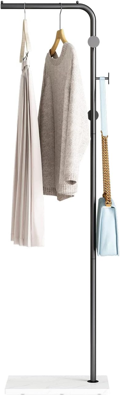 Black Coat Racks with White Base, Entryway Coats Racks Freestanding with 3 Hooks - Image 7