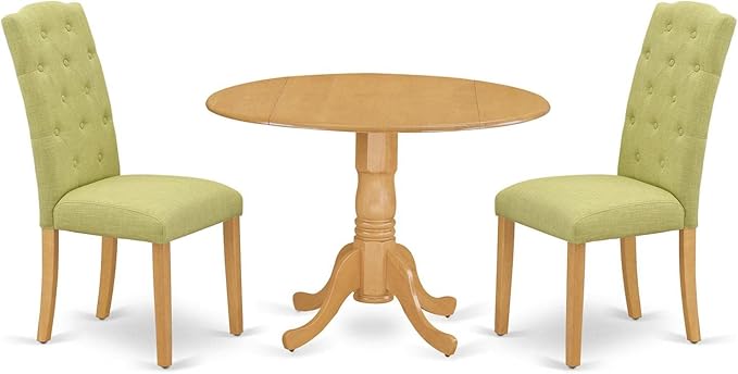 East West Furniture DLCE3-OAK-07 3 Piece Dining Set Contains a Round Dining by EastWestFurniture