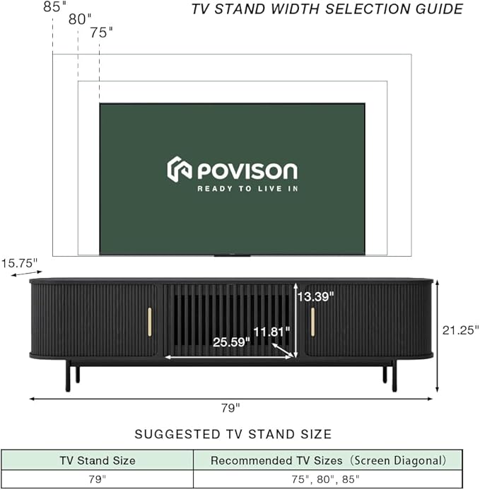 POVISON Sliding Tambour Door TV Stand - Image 4