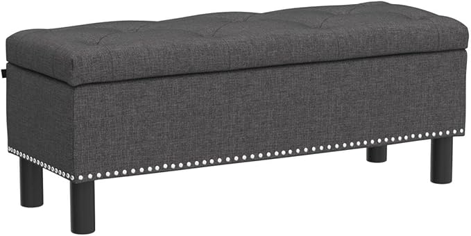 Furniliving Ottoman Bench with Storage, Folding Storage Ottoman Bench with Wood - Image 5