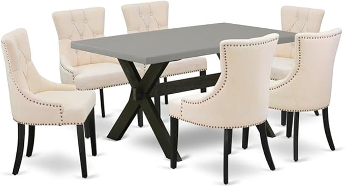East West Furniture X696FR102-7 7 Piece Modern Dining Table Set Consist of a by EastWestFurniture
