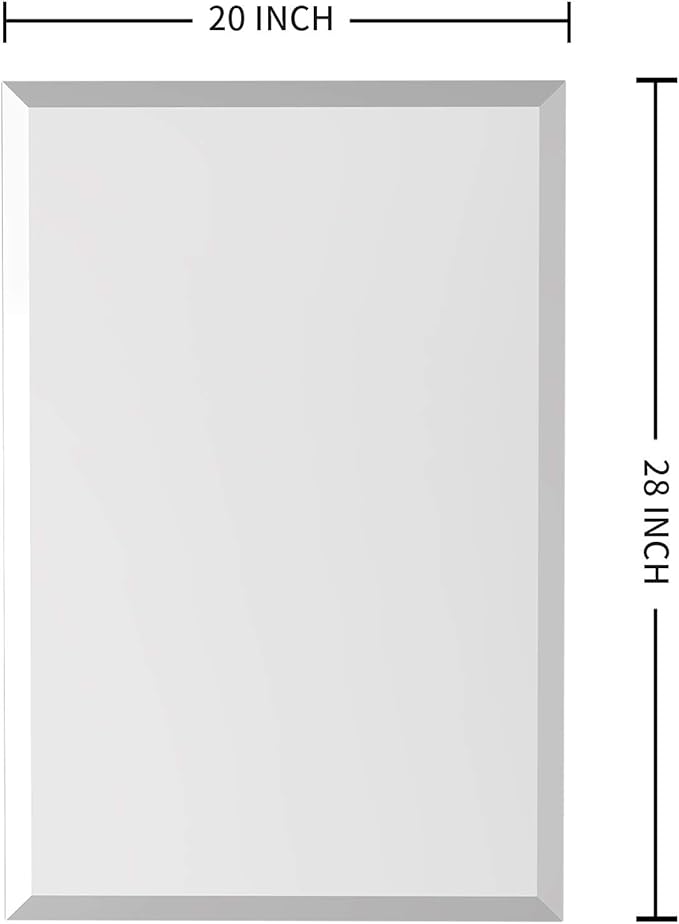 KOHROS Bathroom Mirror 20” x 28" Frameless Rectangle Bathroom Vanity Mirror - Image 2