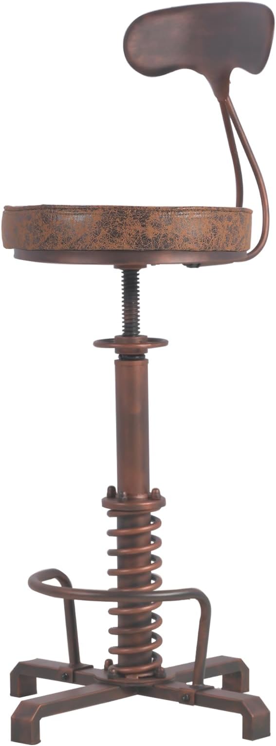 Industrial Bar Stool with Metal Backrest Rustic Coffee Stools with Swivel by BOKKOLIK