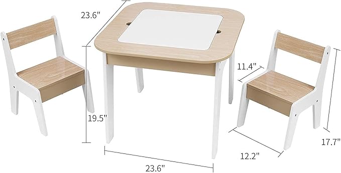 Toffy & Friends Wooden Storage Table and Chairs Set, 3-Piece Set, Activity - Image 2