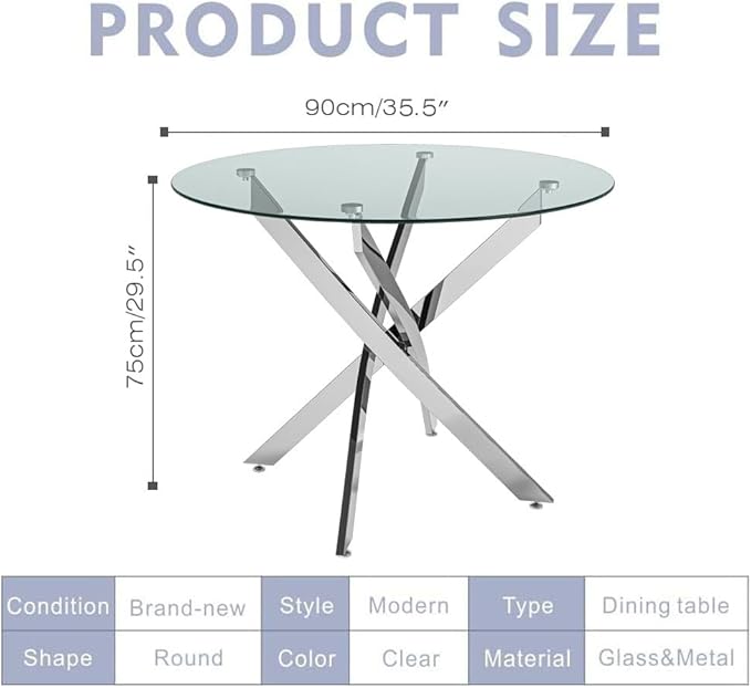 Round Tempered Glass Dining Table - Image 8