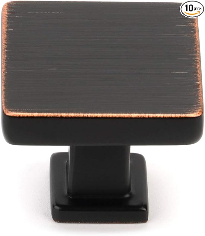 KOOFIZO 10 Pack Oil Rubbed Bronze Cabinet Knobs Bronze Drawer Knobs K08 Square by Koofizo