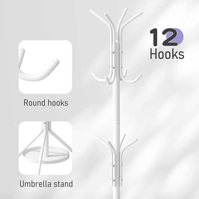 Coat Rack Freestanding Entryway Hanger Stand, Umbrella Holder, Hall Tree - Image 7