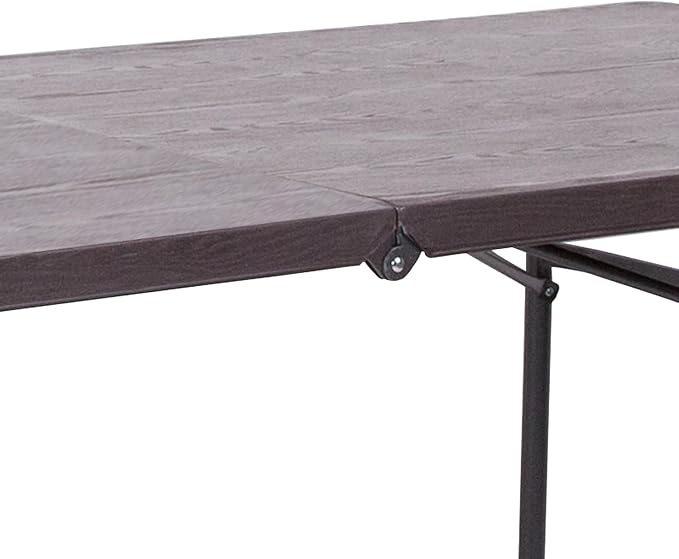 Flash Furniture Elijah 6-Foot Bi-Fold Brown Wood Grain Plastic Folding Table - Image 8