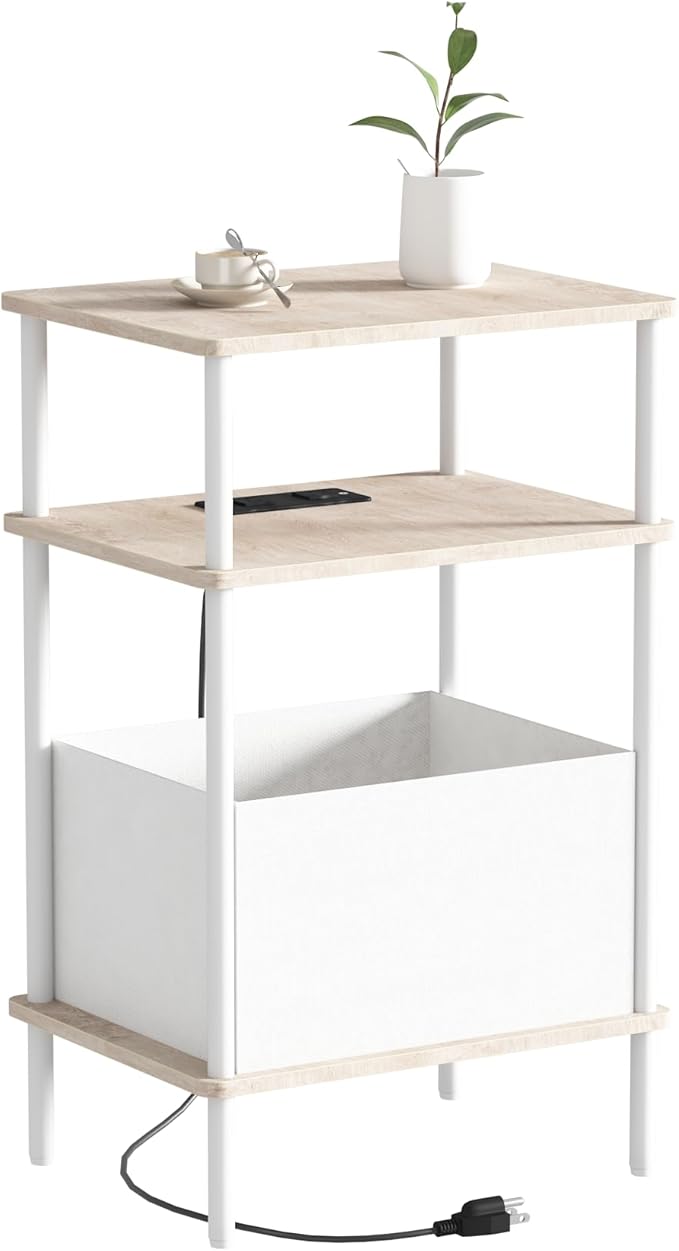 Small Side Table with Charging Station, End Table by Unknown