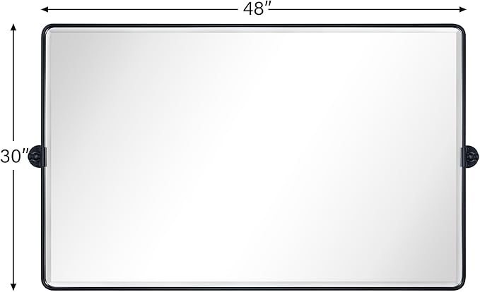 TEHOME 48x30'' Matt Black Horizontal Pivot Bathroom Vanity Mirror Large 30x48'' - Image 4