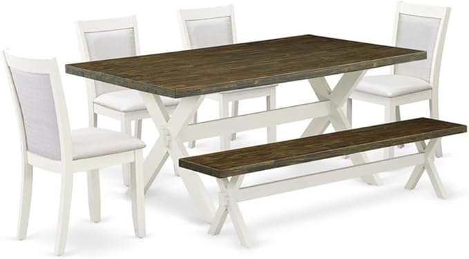 East West Furniture X077MZ001-6 6 Piece Kitchen Table Set Contains a Rectangle by EastWestFurniture