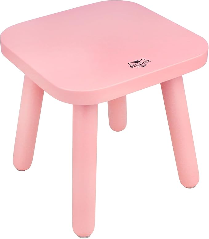BEE&OAK Wooden Step Stools for Adults, Solid Rubber Wood Non-Slip Step Foot by Unknown